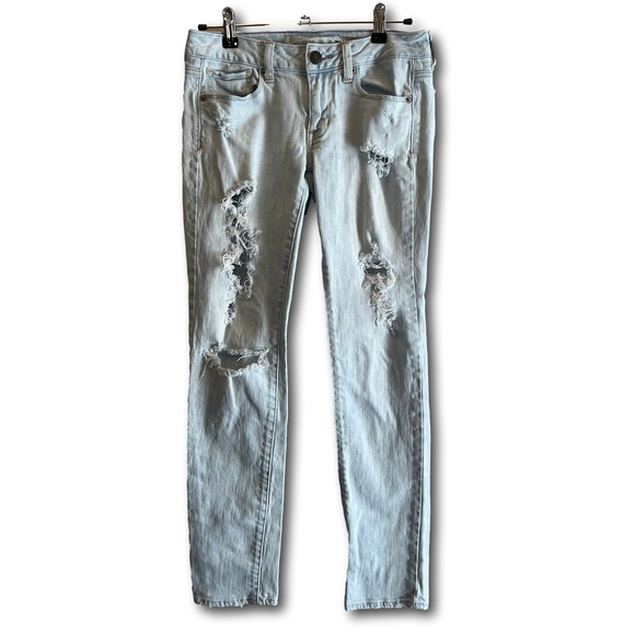 American Eagle Low Rise Jegging Womens Size 2 Regular Super Stretch Distressed - Picture 1 of 15